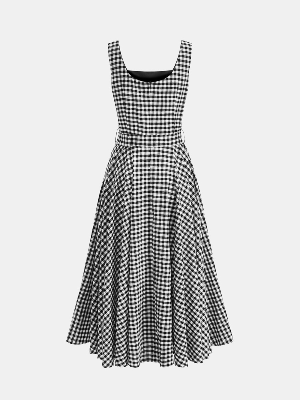 Commense Black and White Gingham Belted Midi Dress - Picture 5 of 8